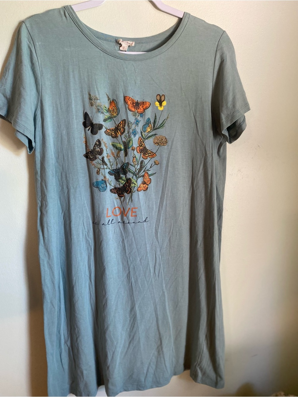 Hem & Thread Butterfly Light Blue Tee Dress